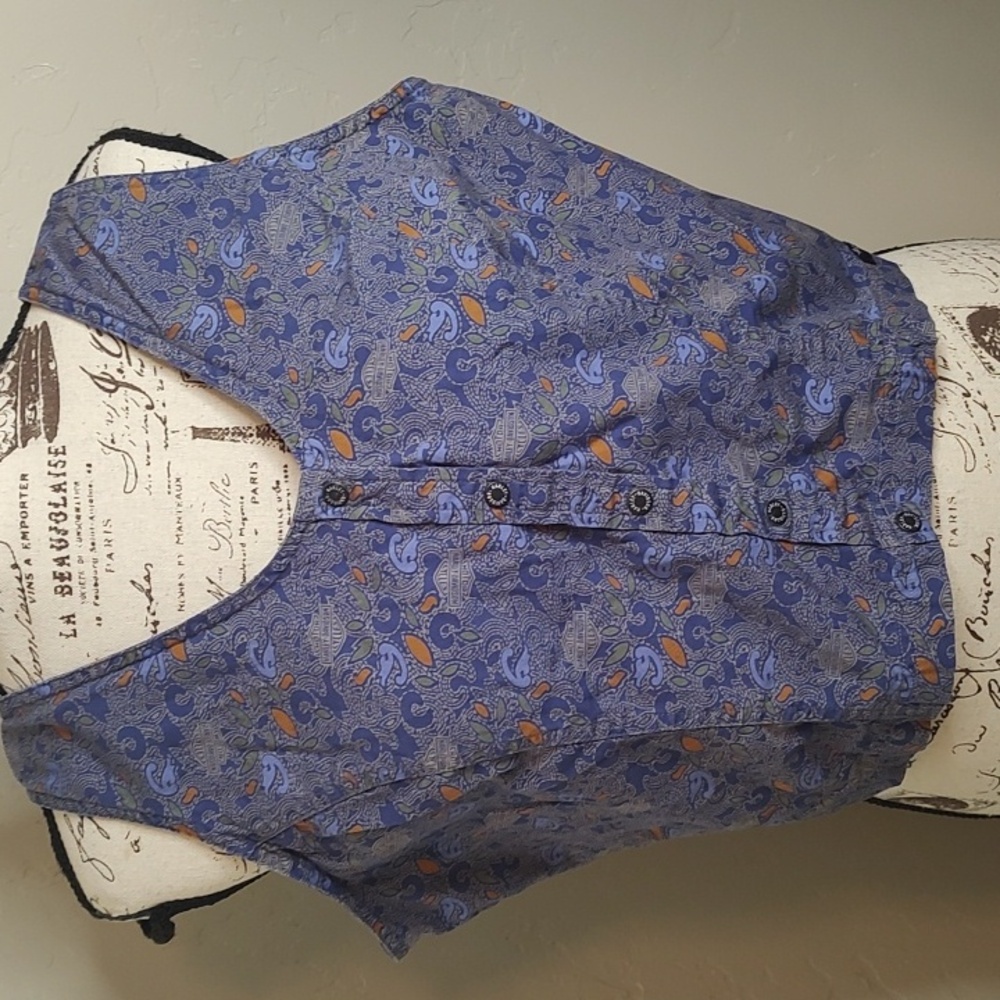 Harley Davidson Cotton Bikercore Button Down Paisley Cropped Top Rare